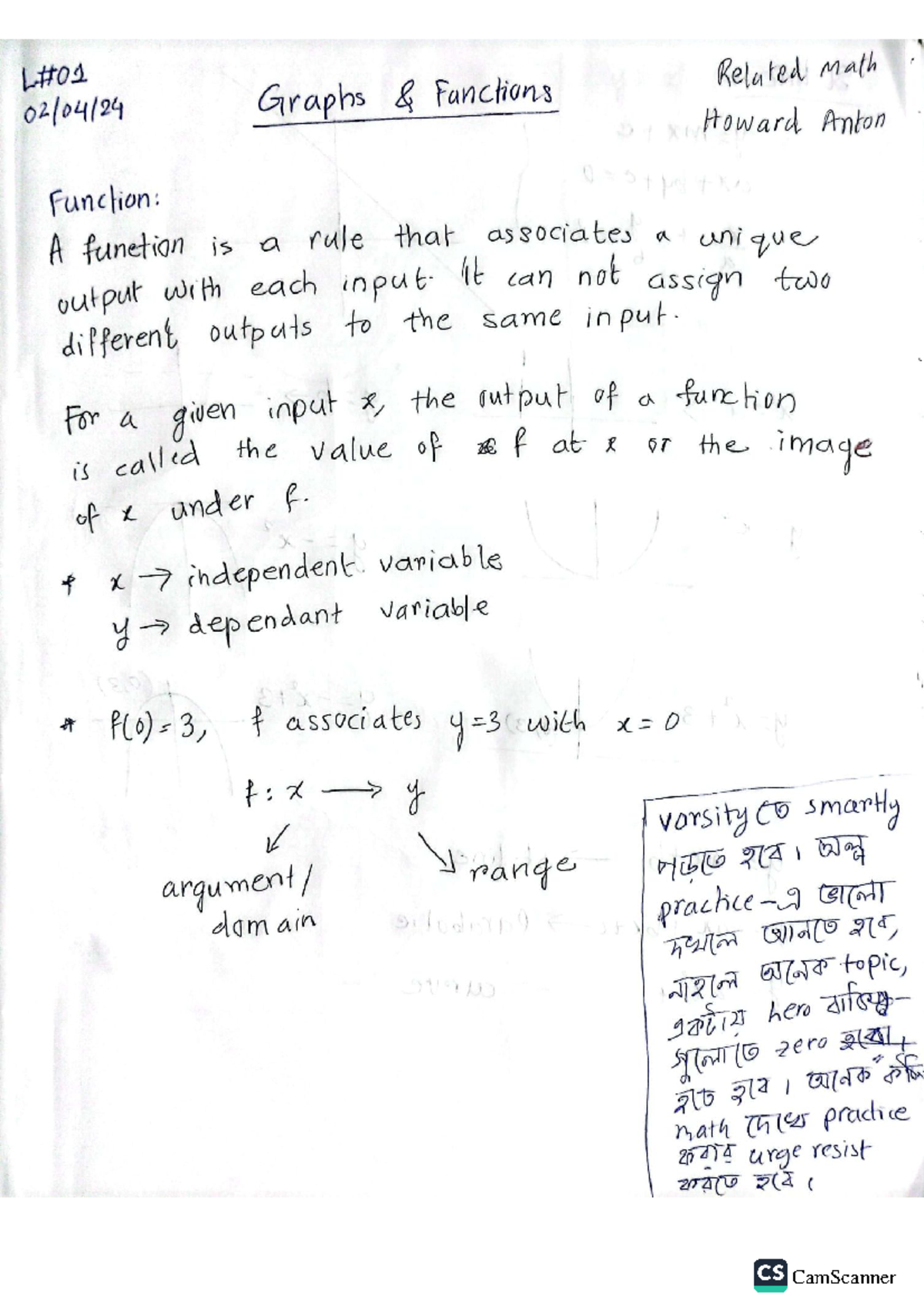 CSE Math 1.1 Fall 23 Week 1-12 - Related Math Graphs Functions Howard ...