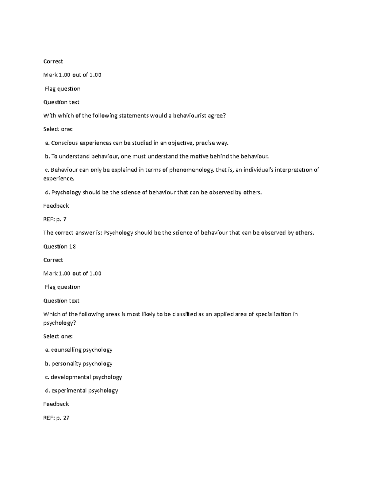 Docx - Lecture Notes - Correct Mark 1 out of 1 Flag question Question ...