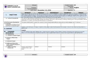 DLL MTB 3 Q3 W10 - DLL - GRADES 1 to 12 DAILY LESSON LOG School: Grade ...