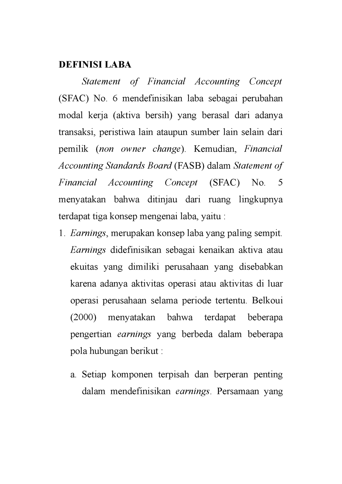 Konsep LABA - Teori Akuntansi Edisi Pertama - DEFINISI LABA Statement ...