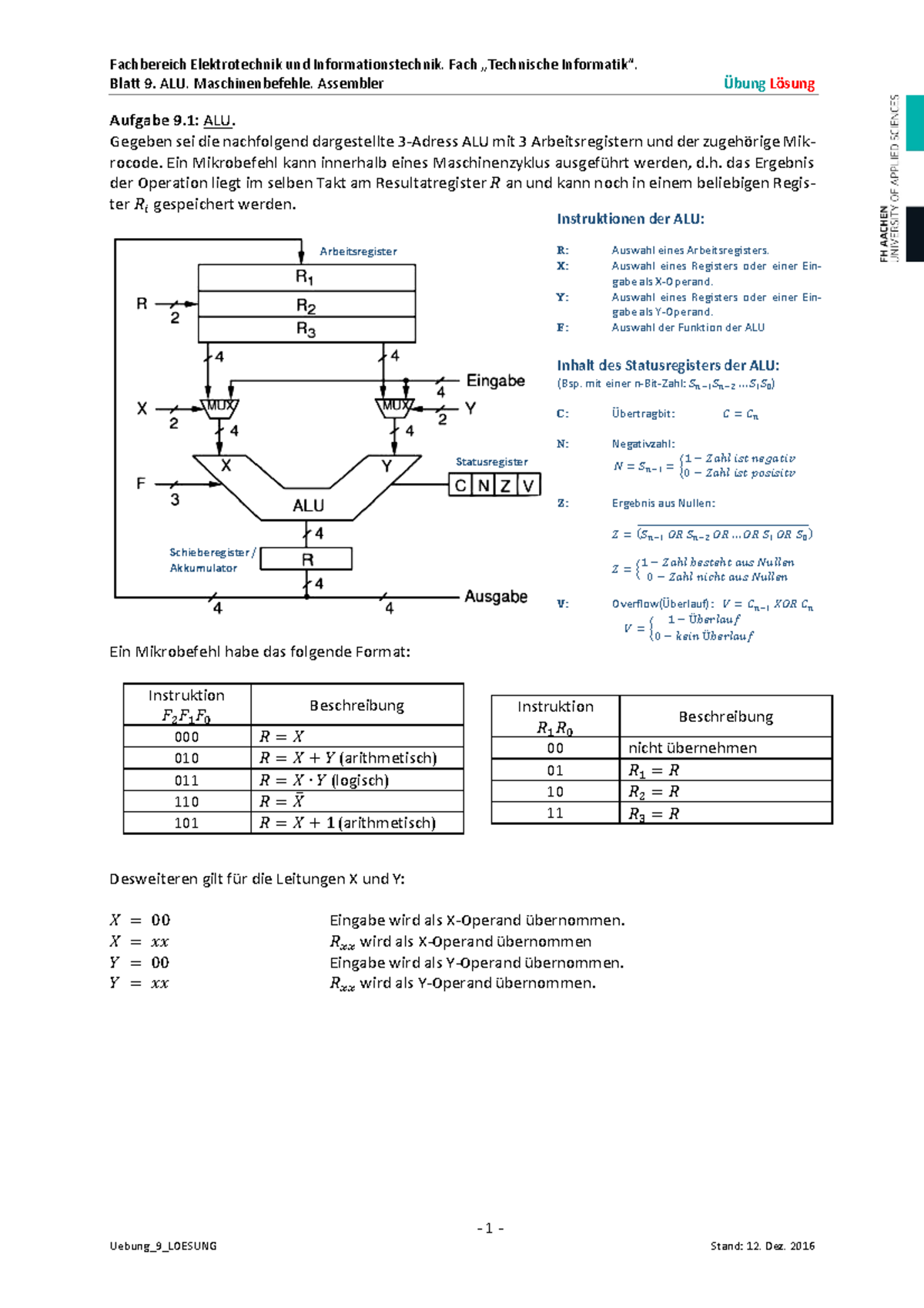 Uebung 9 Loesung - Warning: TT: Undefined Function: 32 Blatt 9. ALU ...