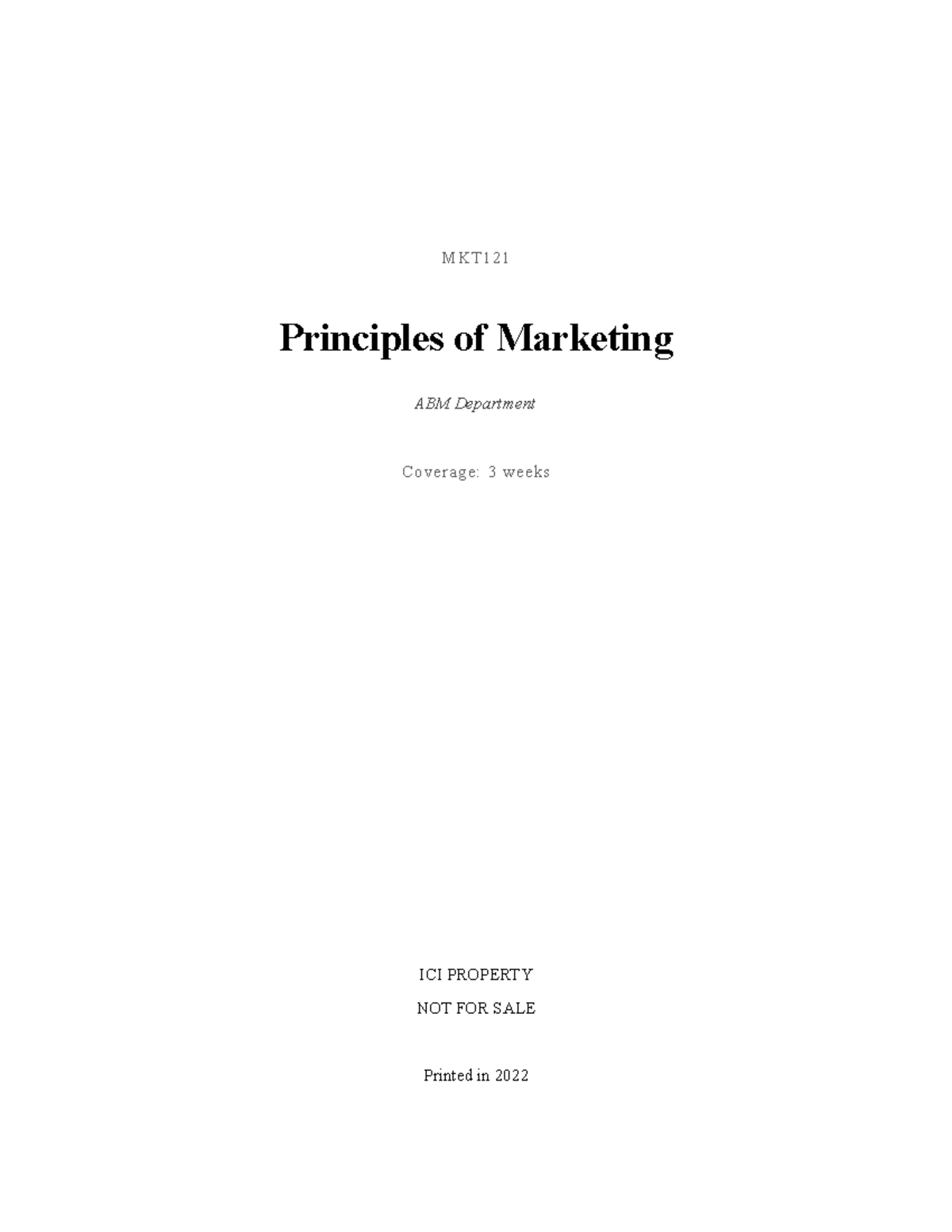 Principles Of Marketing - MKT Principles Of Marketing ABM Department ...