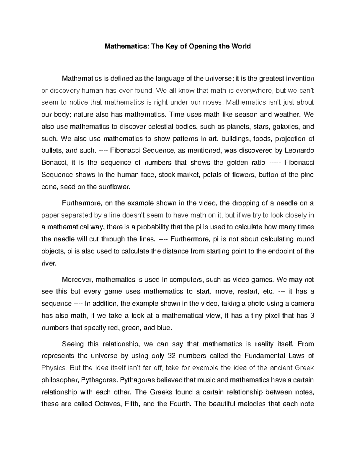 The Key of Opening the World - Mathematics: The Key of Opening the ...