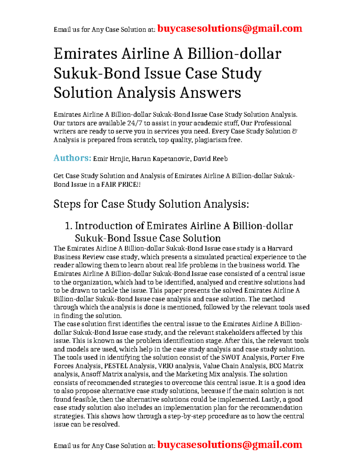 Case Solution Emirates Airline A Billion-dollar Sukuk-Bond Issue ...