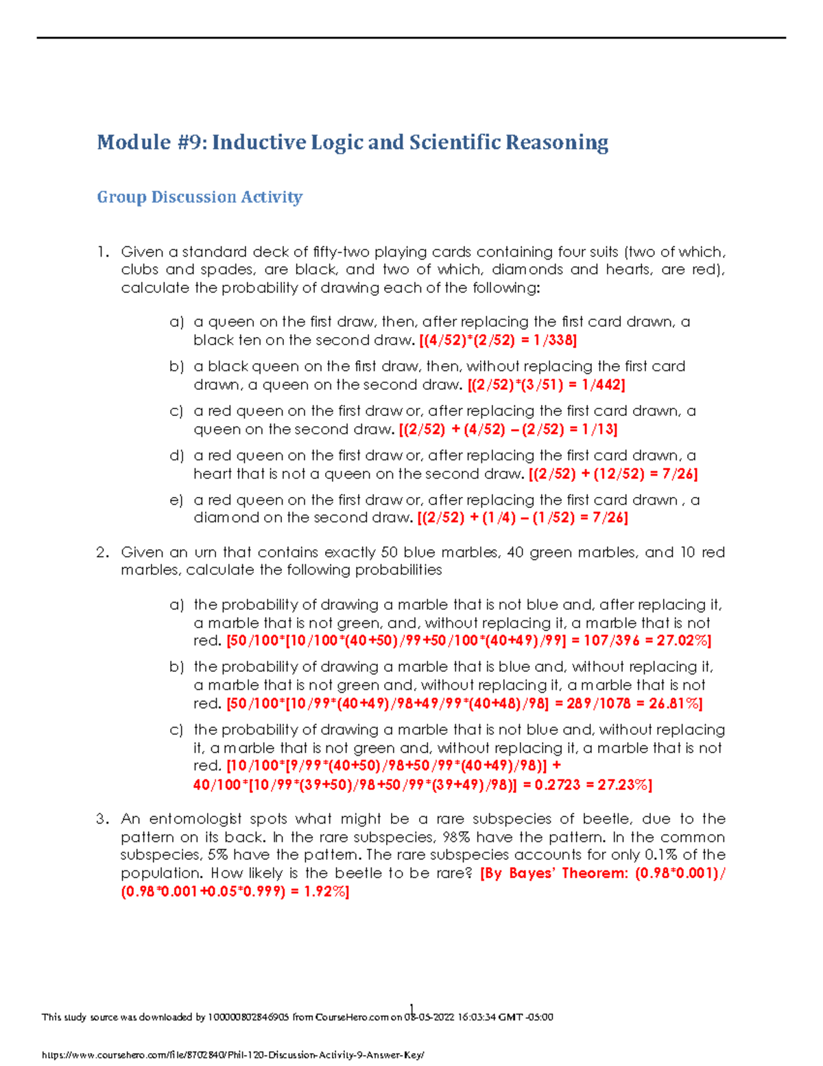 Phil 120 Discussion Activity 9 Answer Key - 1 Module #9: Inductive ...