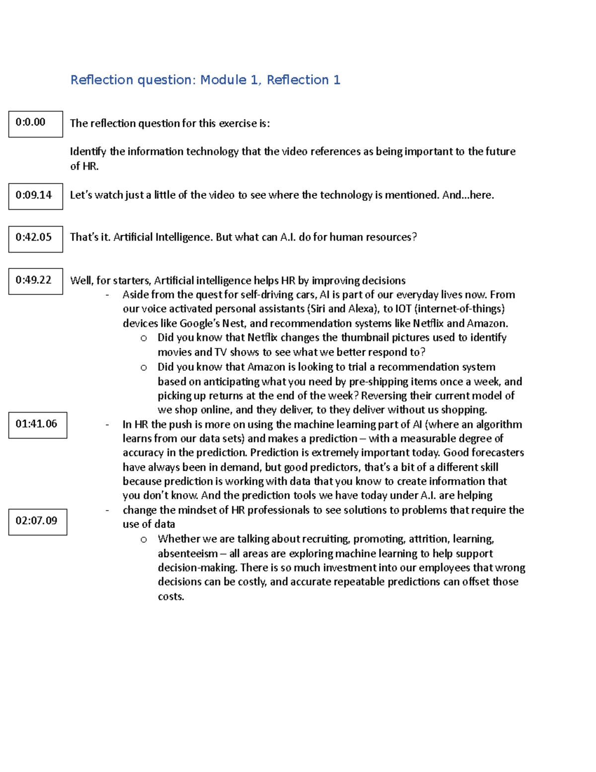 Reflection question Module 1 Reflection 1 Reflection question Module