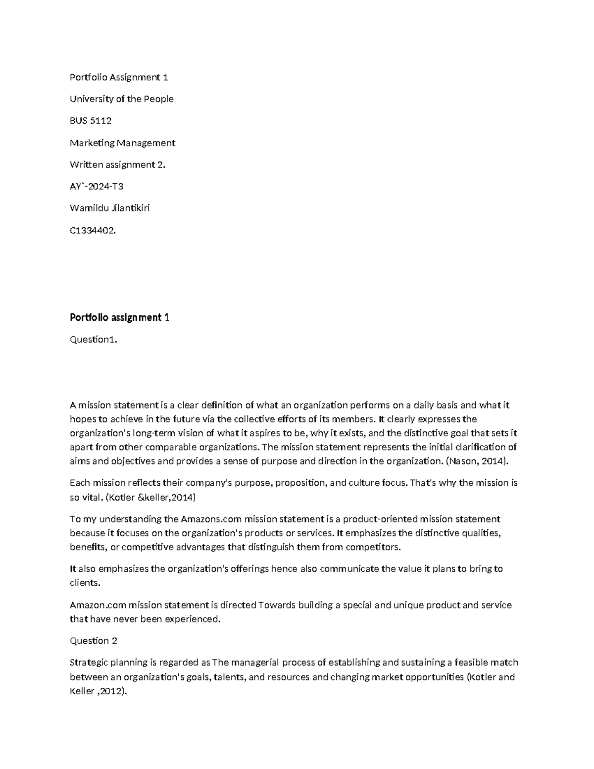 Portfolio Assignment 1 - AY`-2024-T Wamildu Jilantikiri C1334402 ...