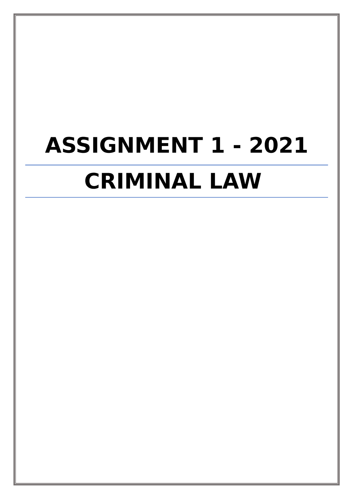 criminal law assignment topics