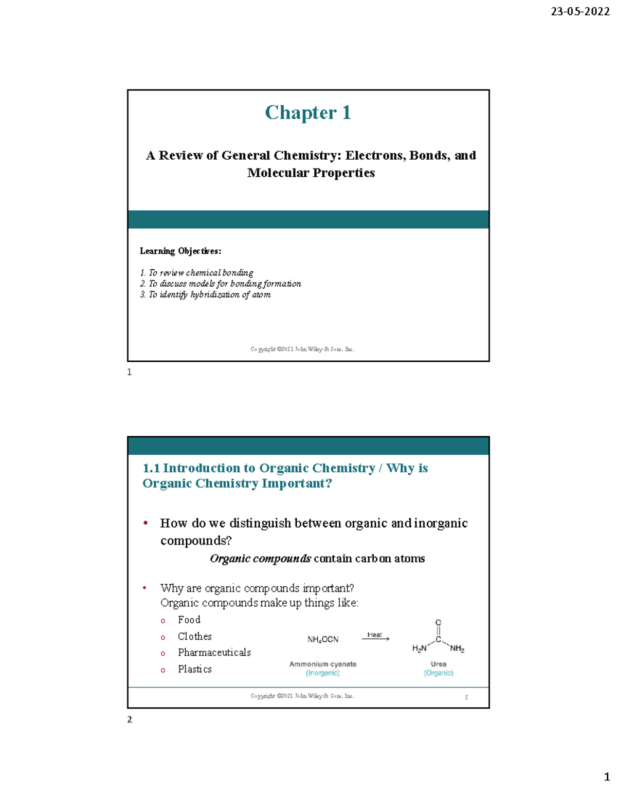 Ch1 Org. Chem - Lecture Note - Chapter 1 A Review Of General Chemistry ...