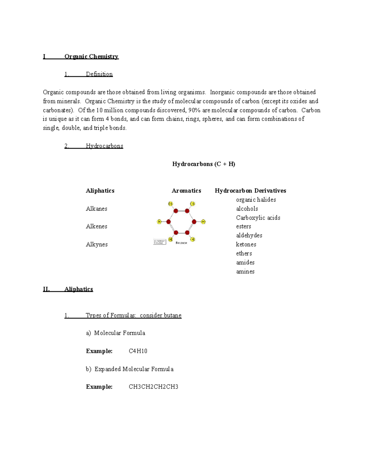 Organic Chemistry Notes - I Organic Chemistry Definition Organic ...