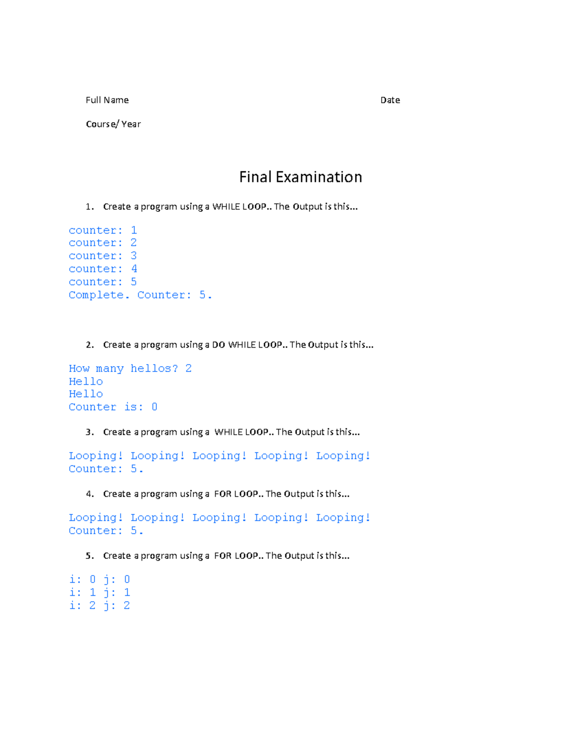 CPC03-Computer-Language- and codes uses with problems - Full Name Date ...