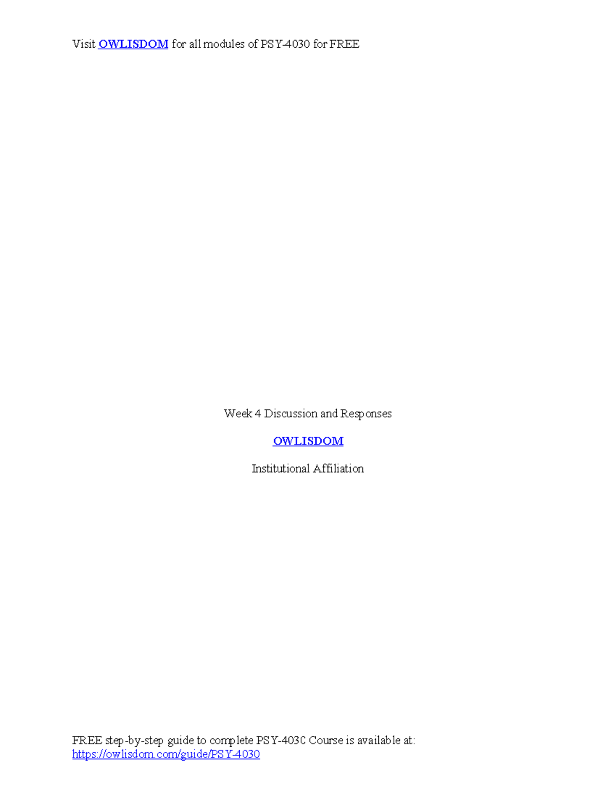 PSY-4030 Multicultural Psychology WEEK four discussion - Week 4 ...