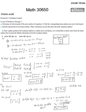 Hw5 - Home work 5 solutions - Math 30650, Homework 5 G. Edwards andB ...