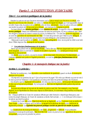 Institutions Judiciaires L1 Droit - Institutions Judiciaires Et ...