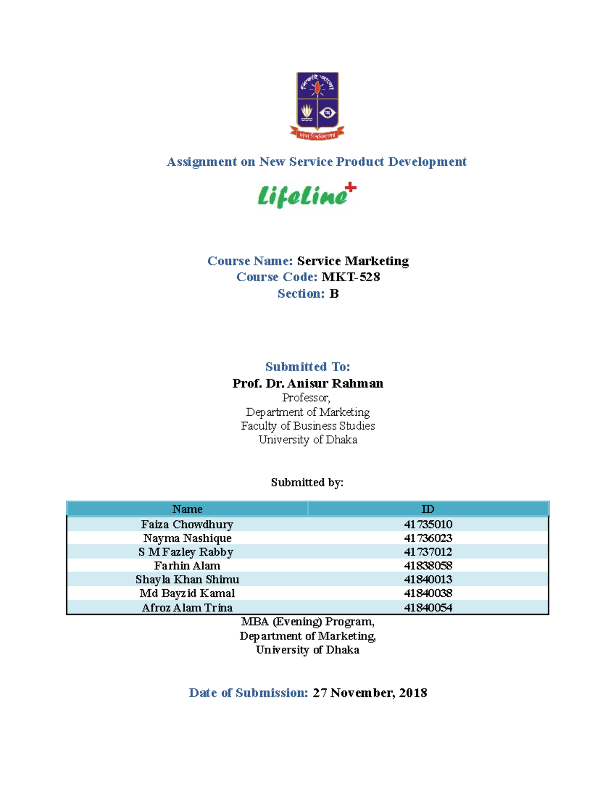 Assignment on New Service Product Develo - Assignment on New Service ...