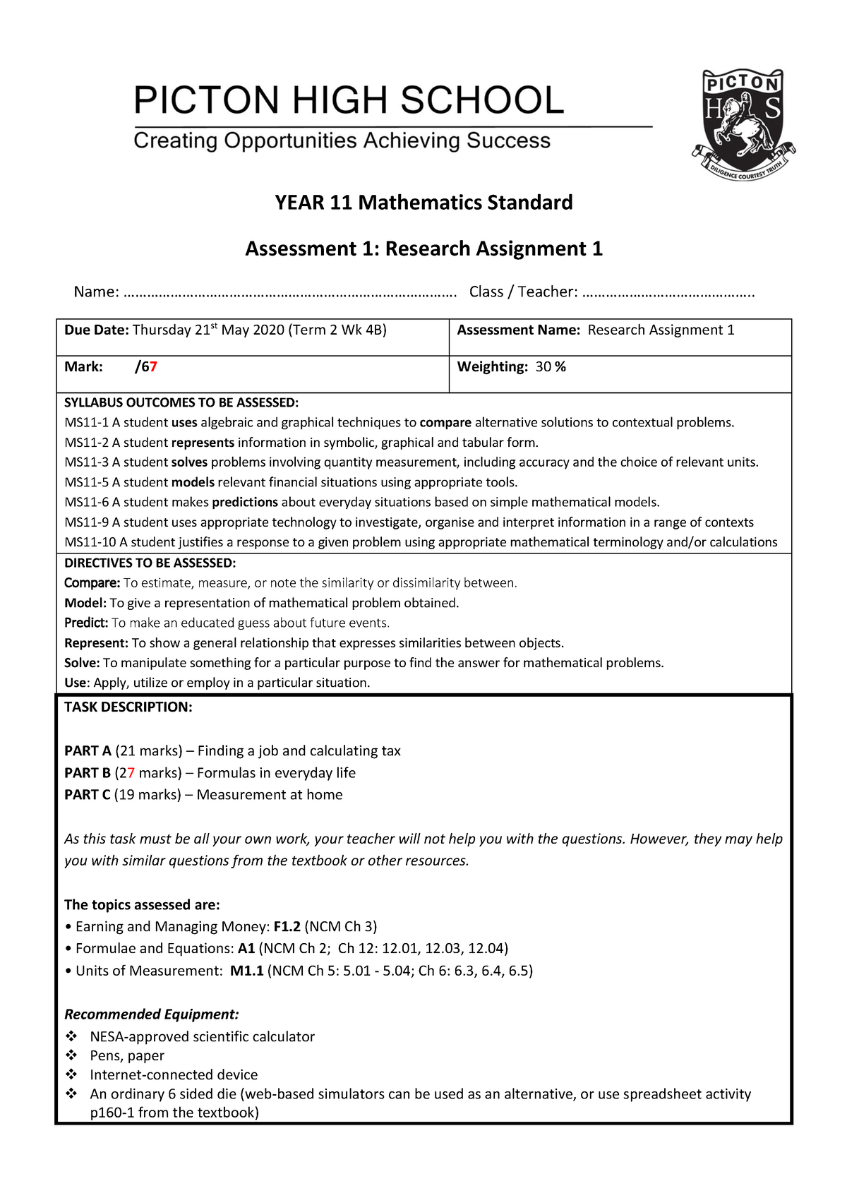 assignment on mathematics