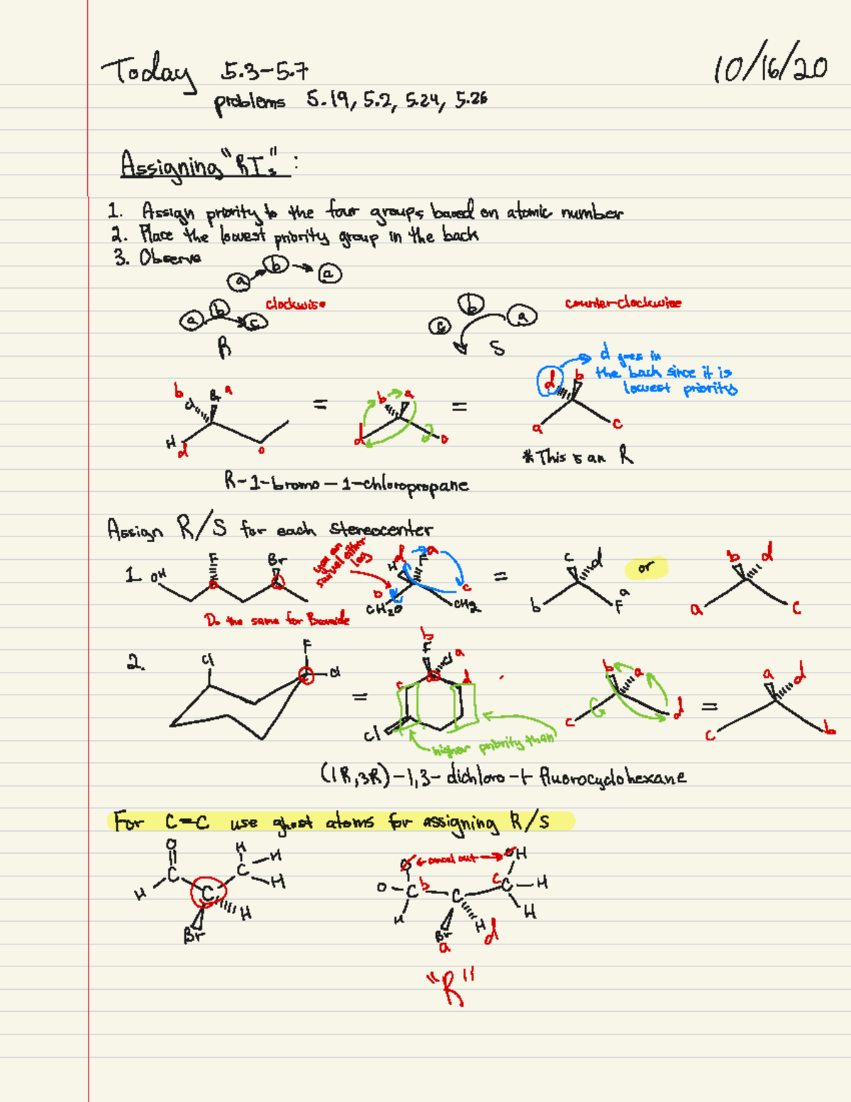 Notes 10-16 Assigning r And s Values To Stereocenters - Warning: Error ...