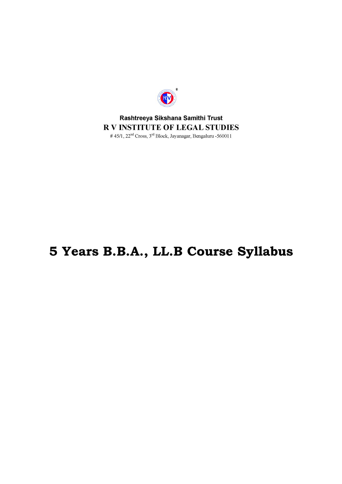 B.B.A.LL.B Syllabus - Rashtreeya Sikshana Samithi Trust R V INSTITUTE ...