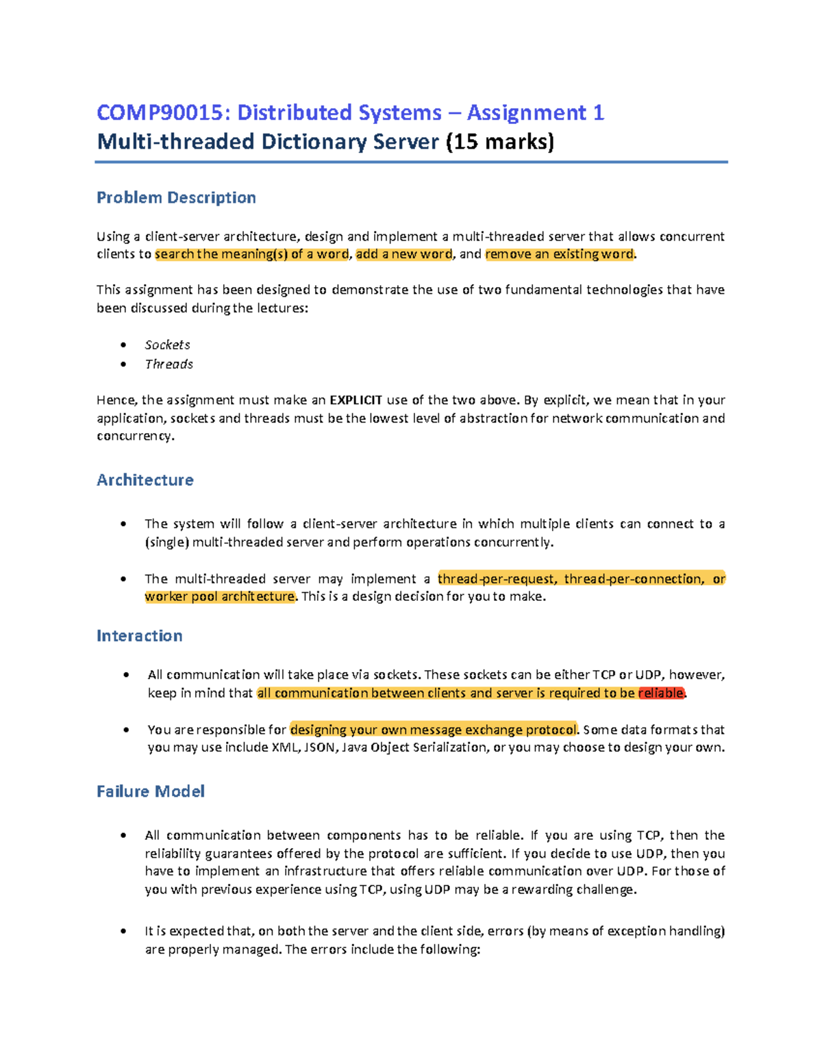 distributed system assignment questions