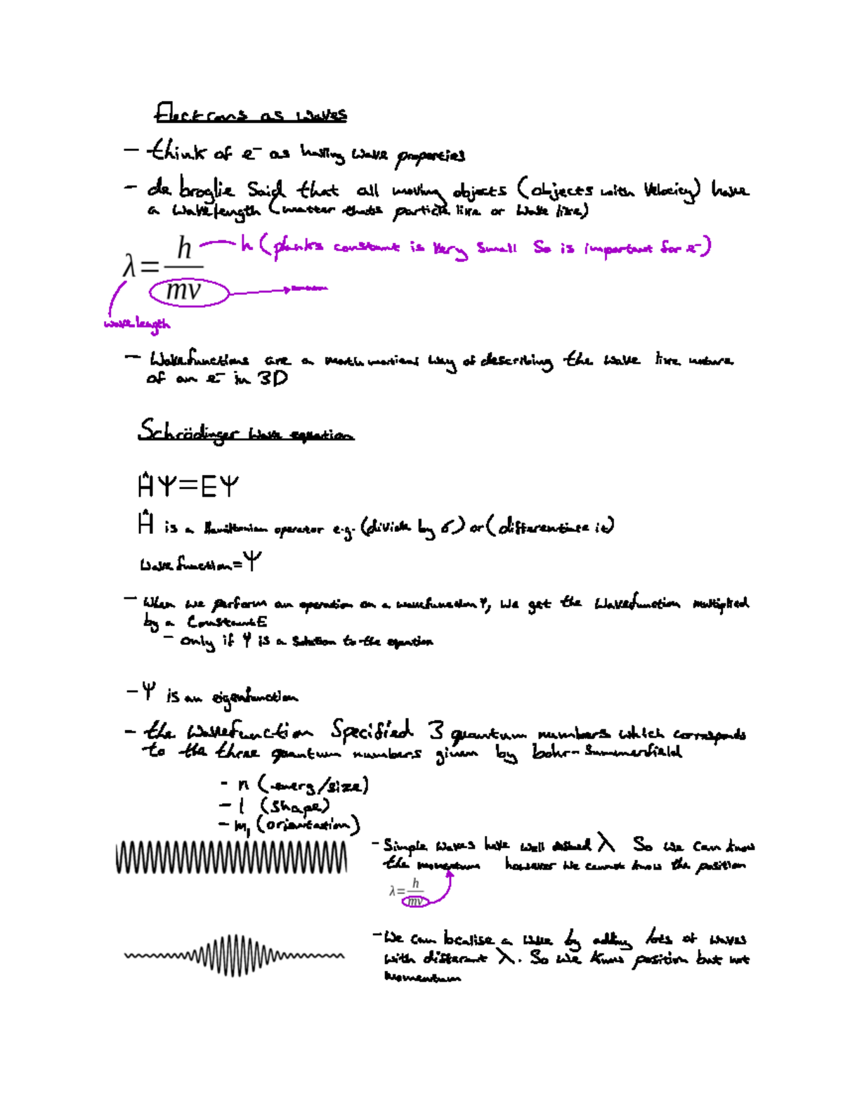 Lecture 5 - electrons and waves - Electrons as waves think of e as ...