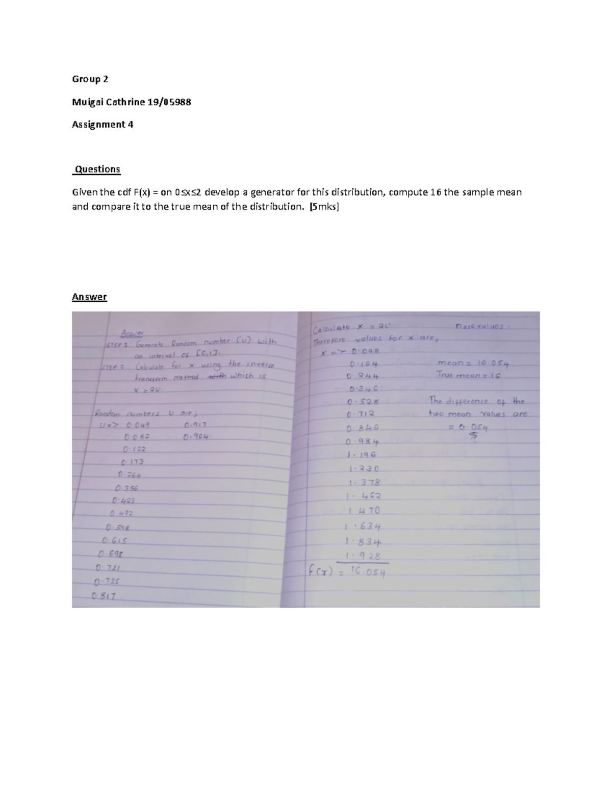 Assignment 4 simulation and modeling - Group 2 Muigai Cathrine 19 ...