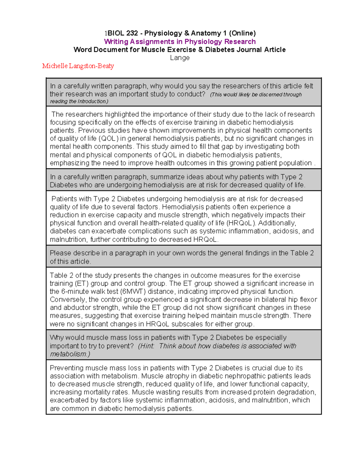 Muscle+Exercise+%26+Diabetes 2 - 1 BIOL 232 - Physiology & Anatomy 1 ...
