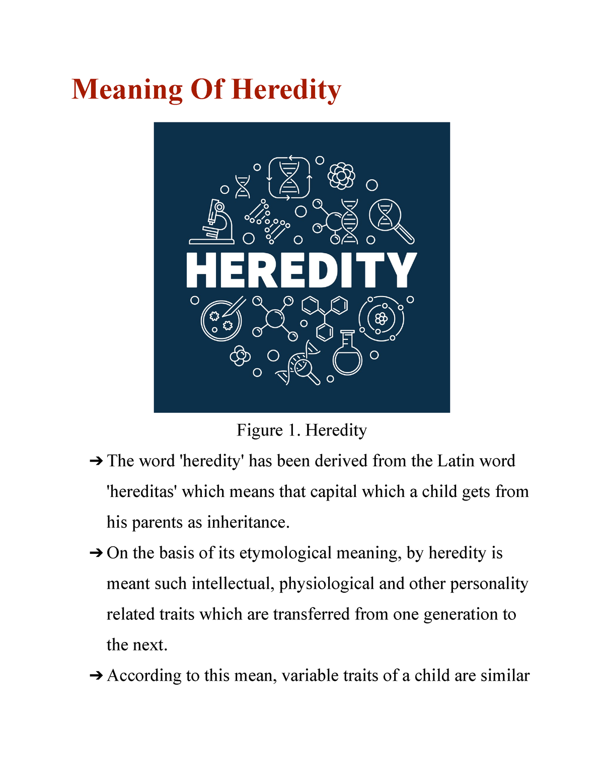 Meaning Of Heredity - lecture notes - Meaning Of Heredity Figure 1 ...