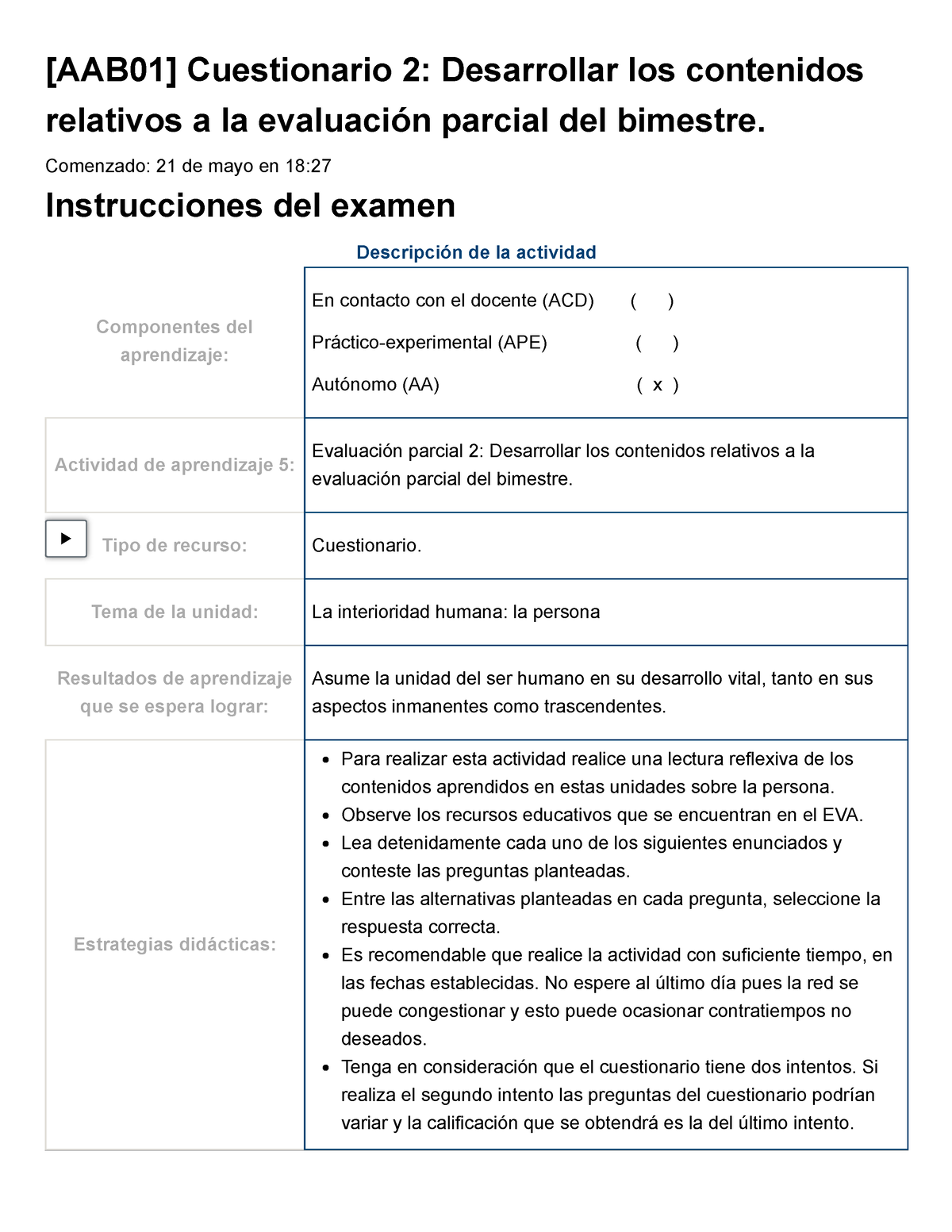 Examen [AAB01] Cuestionario 2 Desarrollar Los Contenidos Relativos A La ...