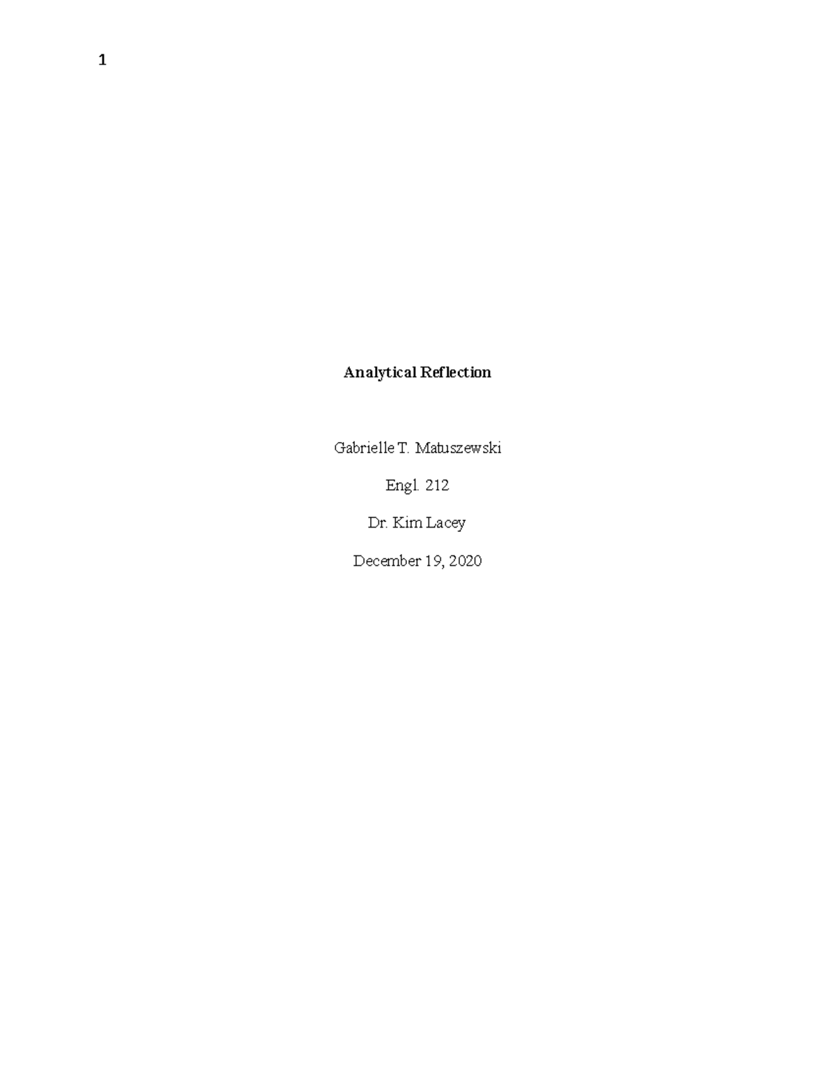 Engl 212 anthology analytical reflection analytical reflection
