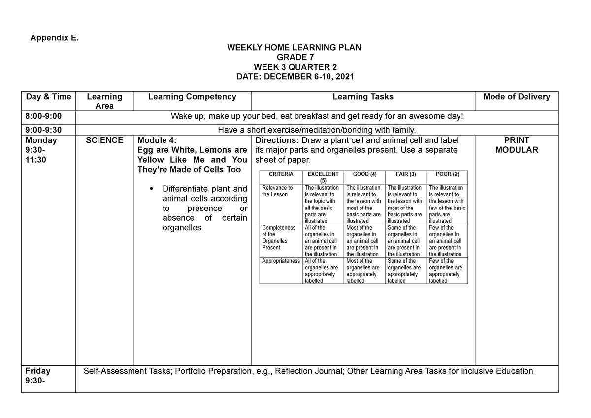 Week3 2 - DLL - Appendix E. WEEKLY HOME LEARNING PLAN GRADE 7 WEEK 3 ...