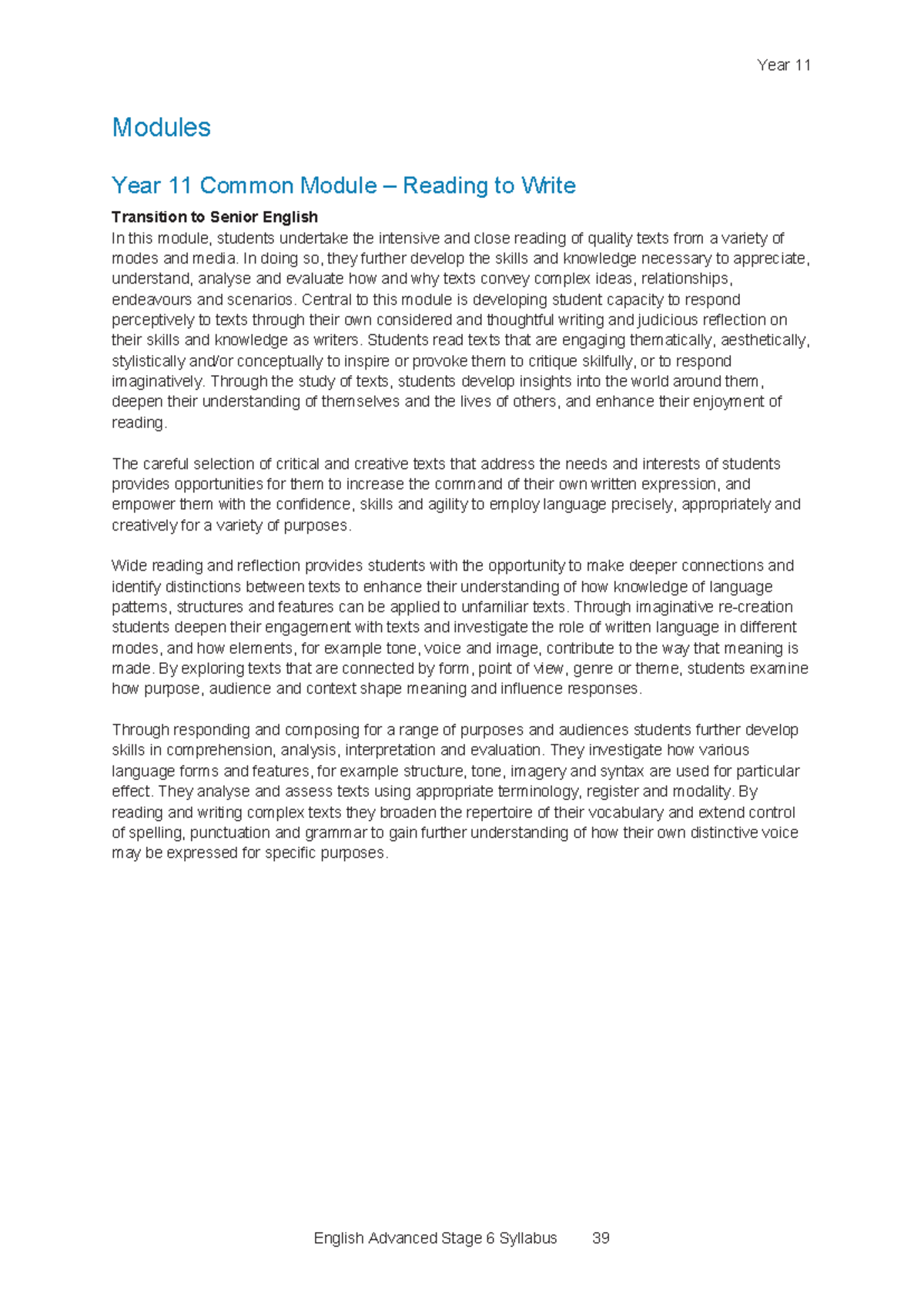 Common Module Rubric - sasafsafsaf - Year 11 English Advanced Stage 6 ...