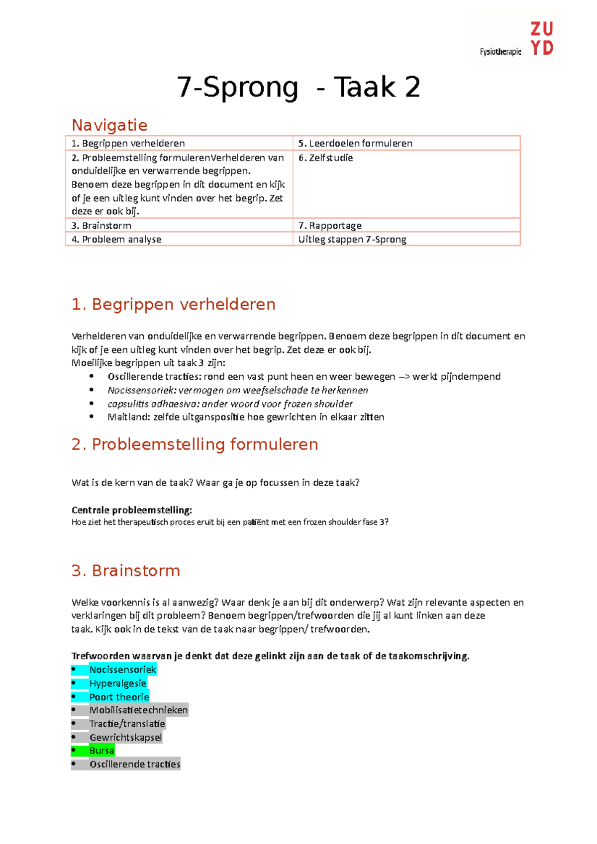 7-sprong Taak 2 - 7-Sprong - Taak 2 Navigatie Begrippen Verhelderen 5 ...