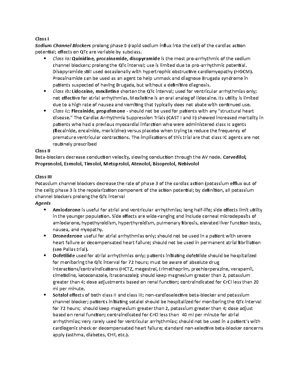 Antiarrhythmic Medication List - Class I Sodium Channel Blockers ...