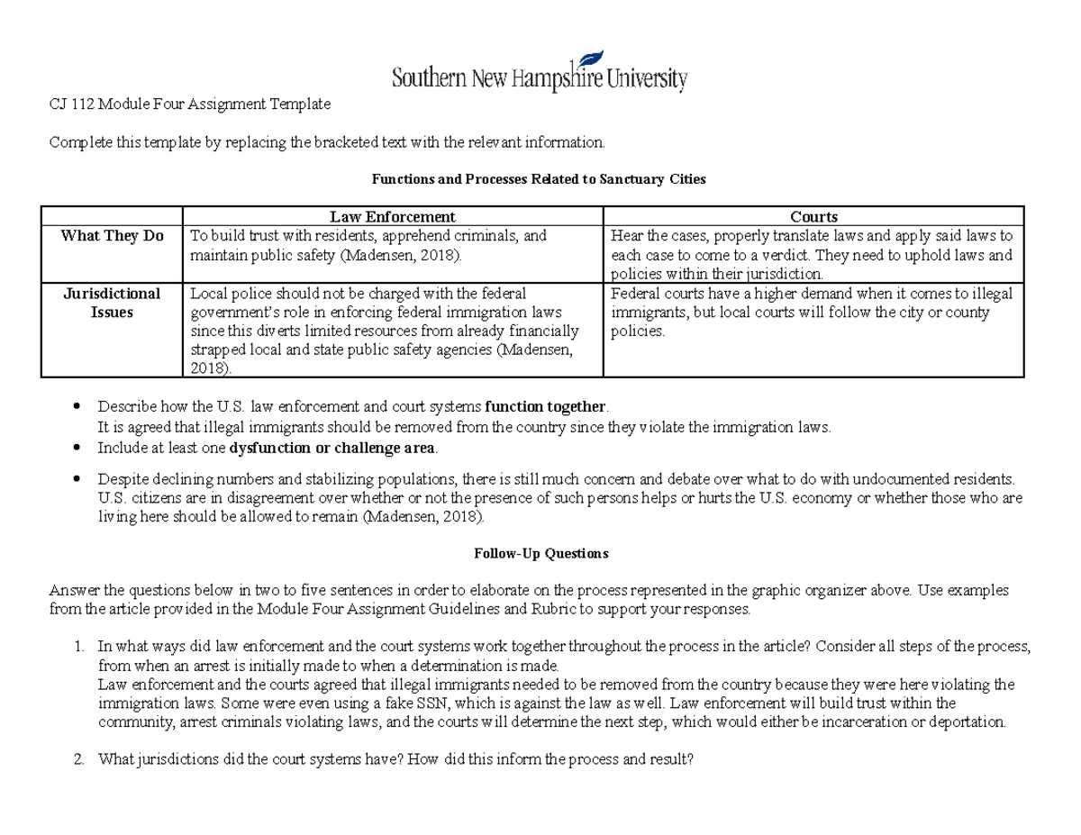 Freise CJ 112 Module Four Assignment - CJ 112 Module Four Assignment ...