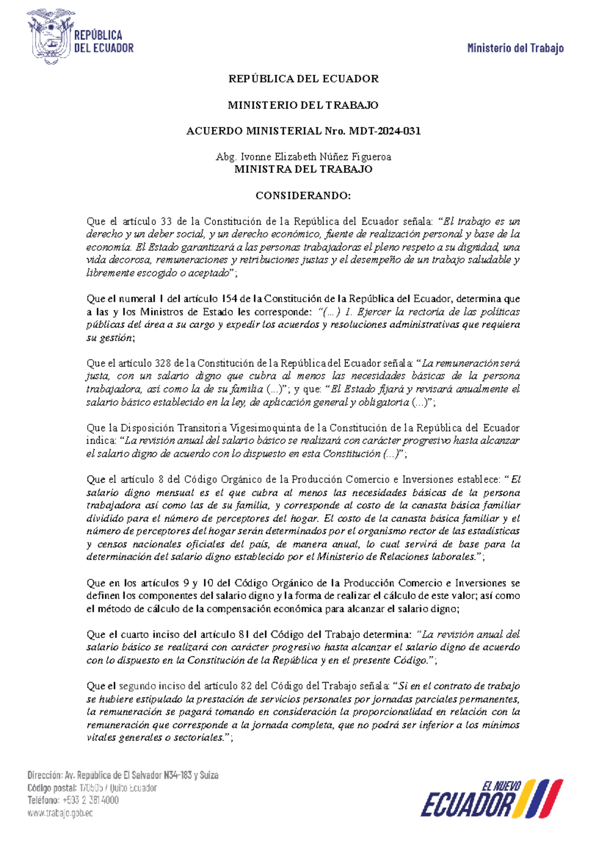 Acuerdo-Ministerial-Nro - REPÚBLICA DEL ECUADOR MINISTERIO DEL TRABAJO ...