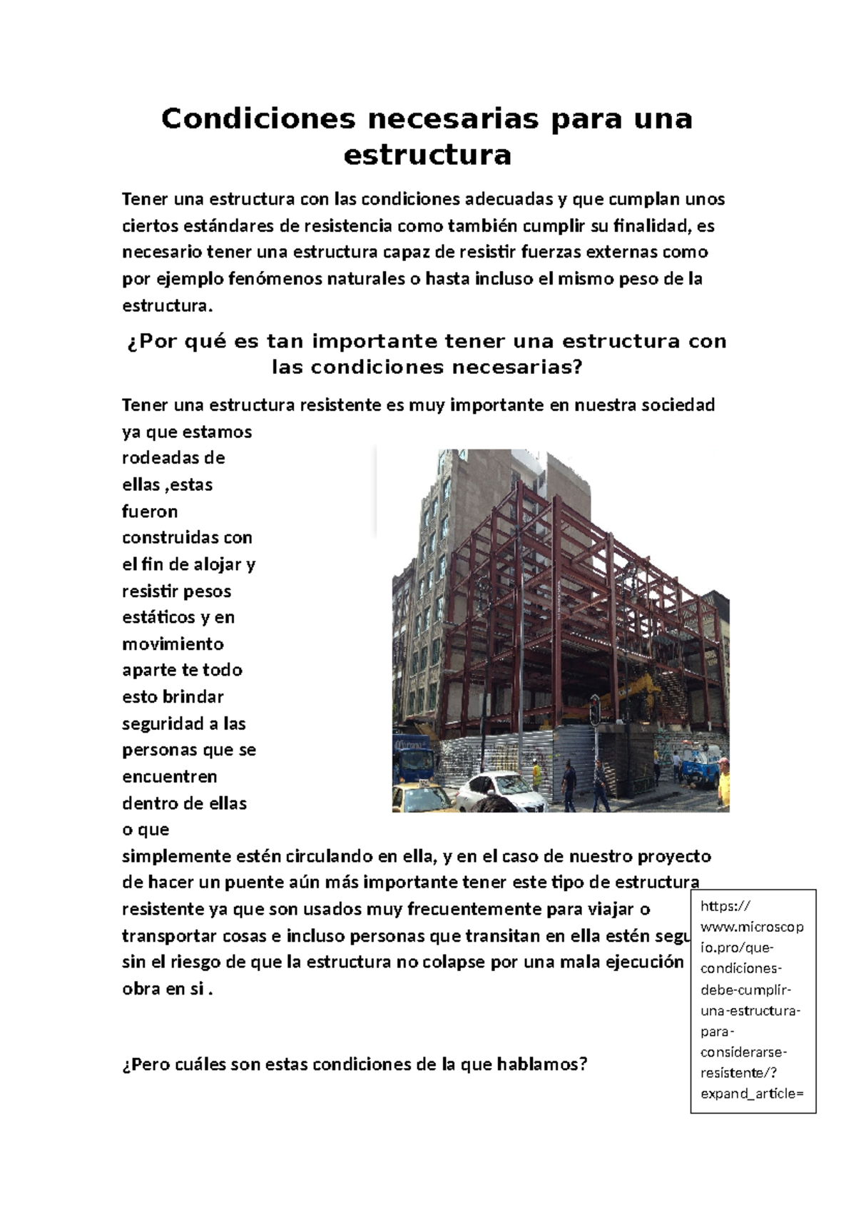 Condiciones necesarias para una estructura parte 3 - Condiciones ...