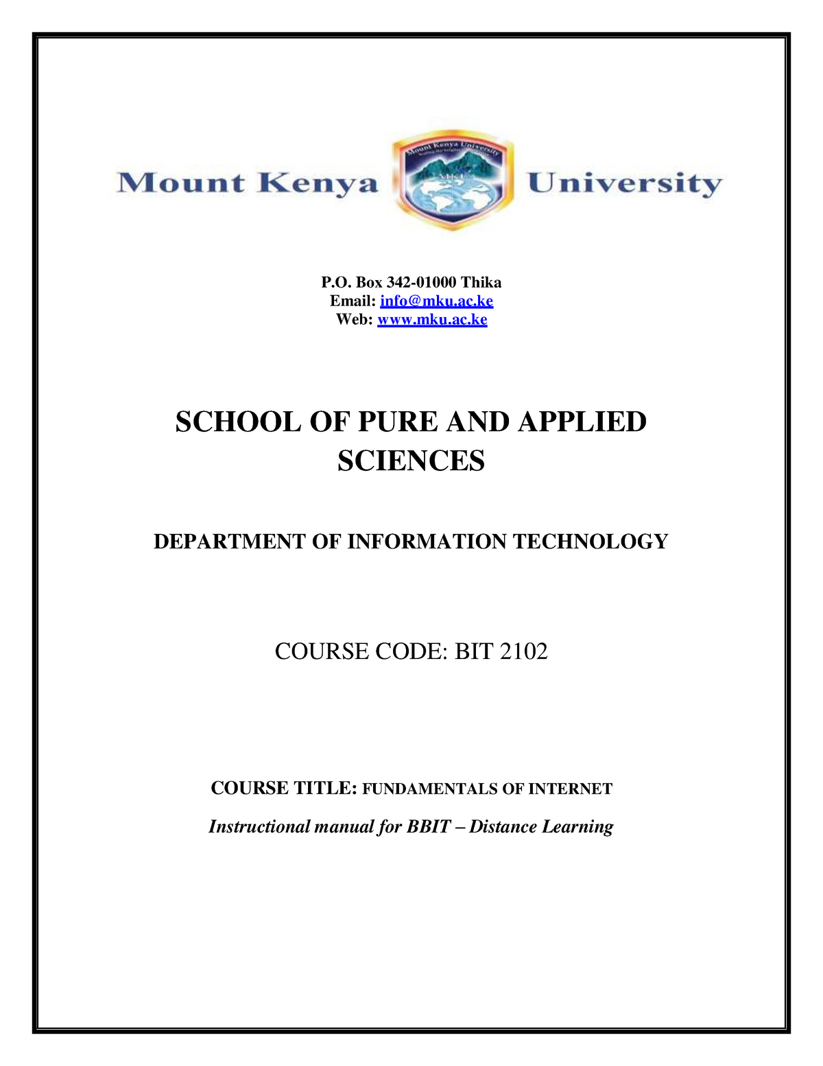 bit2102 fundamentals of internet p box 342 01000 thika email info mku ac web mku ac school of studocu