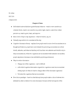 PSY 230 - Chapter 4 Notes - Dr. Allen PSY 230 15 February 2021 Chapter ...