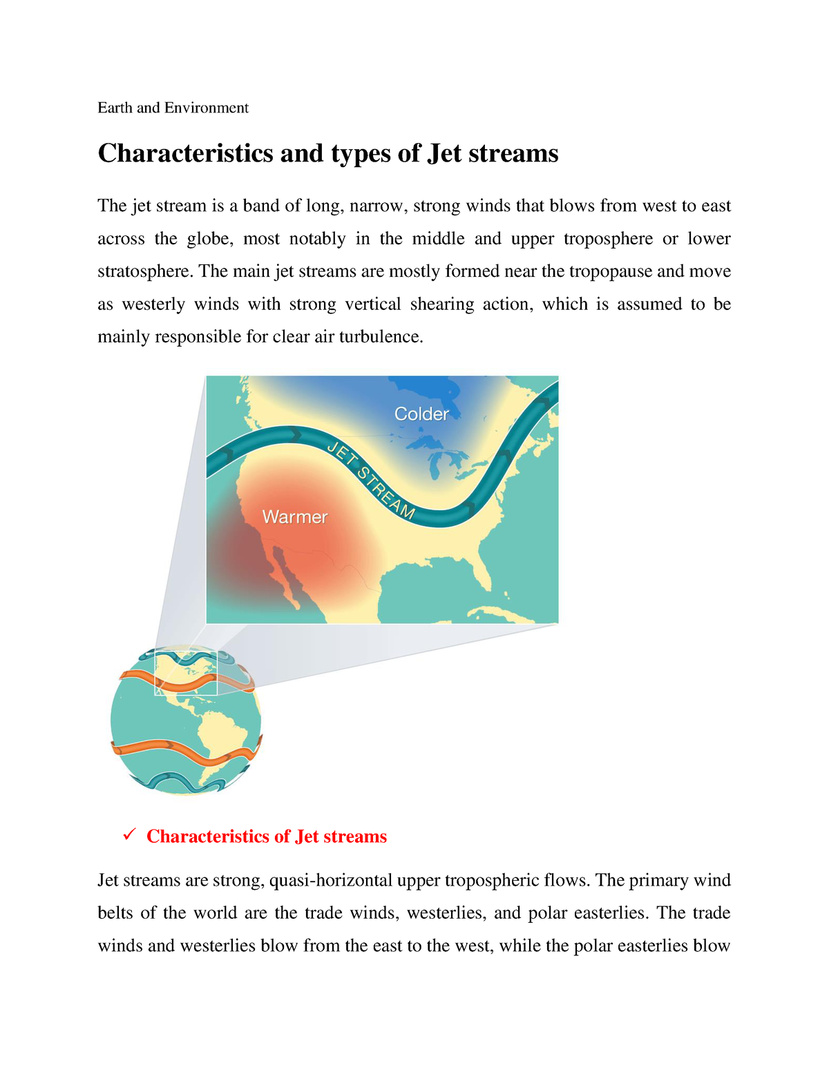 Jet Streams-Its Definition-Characteristics-Classification in detail in  bengali version. 