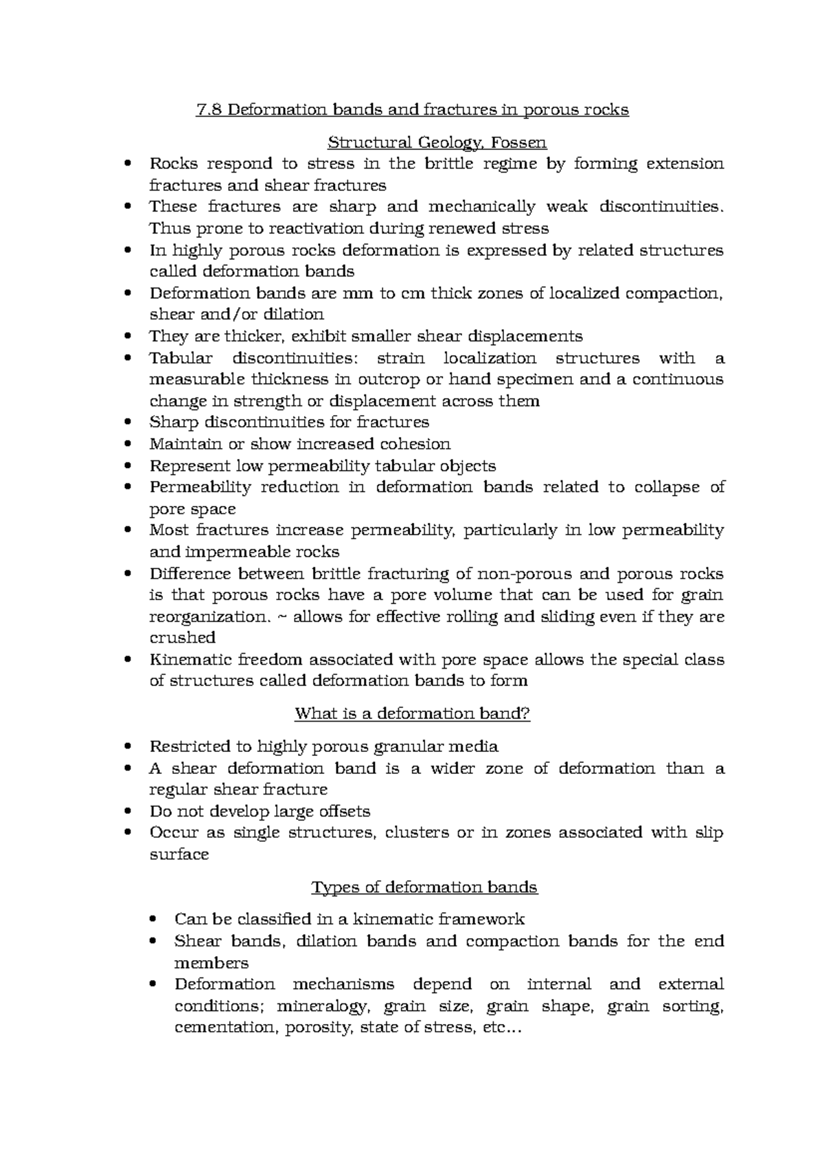 7 - Summary Structural Geology - 7 Deformation bands and fractures in ...