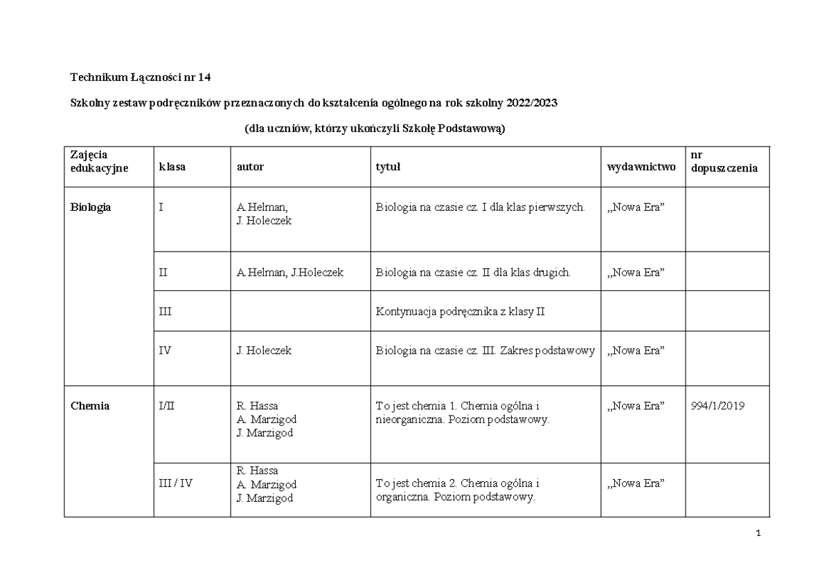 Technikum łączności Gliwice Plan Lekcji 4ee