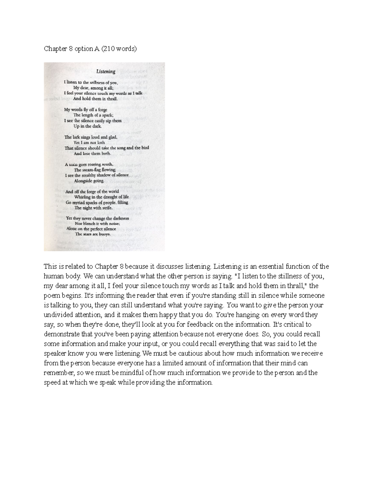 Chapter 8&9 reflections - Chapter 8 option A (210 words) This is ...