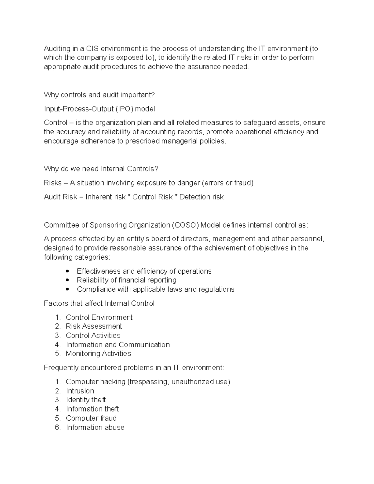 BCS-3A - This is mu notes on HCS 3A - Auditing in a CIS environment is ...