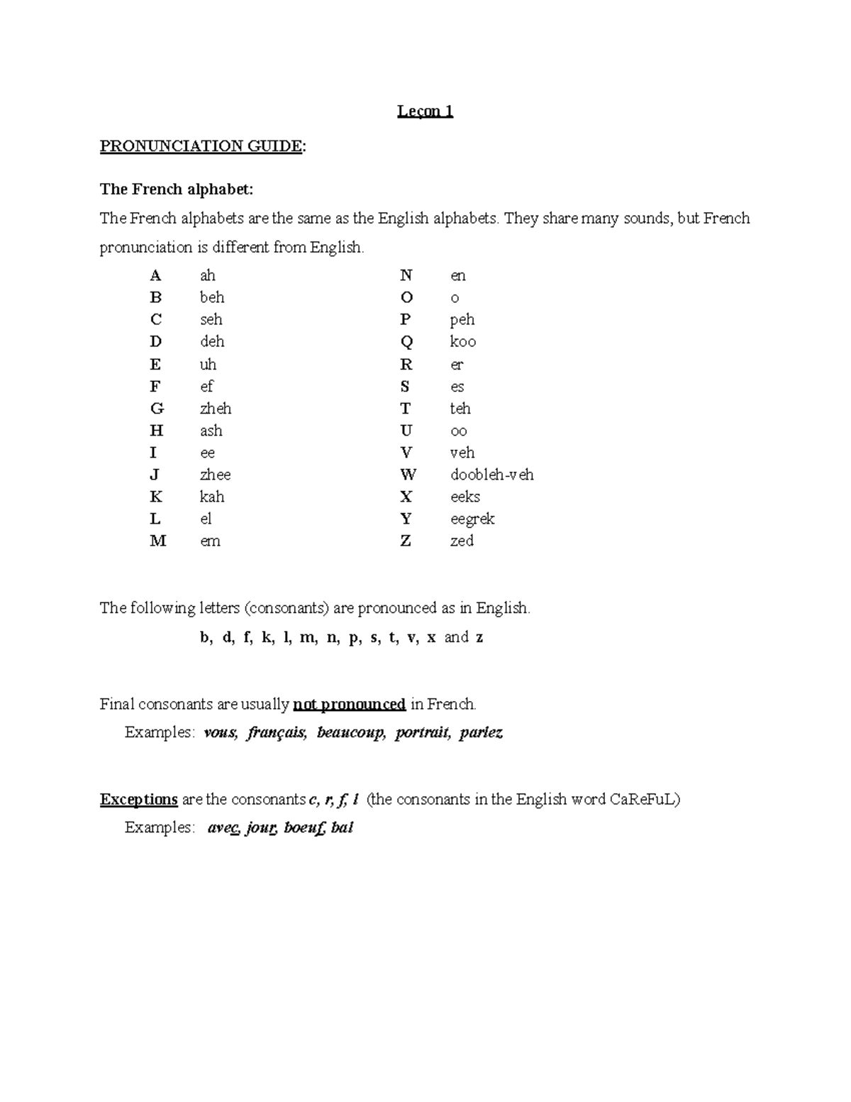 Merging Result-merged - Leçon 1 PRONUNCIATION GUIDE: The French ...