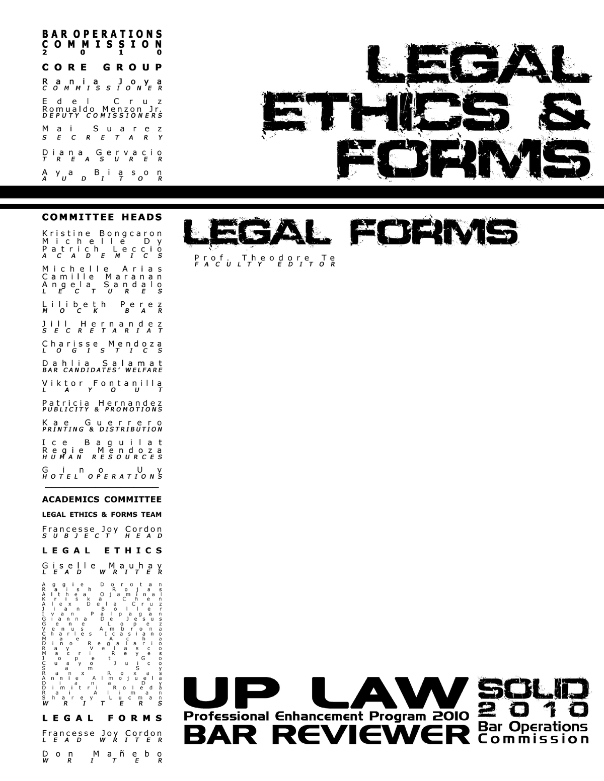 231791646 UP 2010 Legal Forms LEGAL ETHICS AND FORMS REVIEWER TABLE 