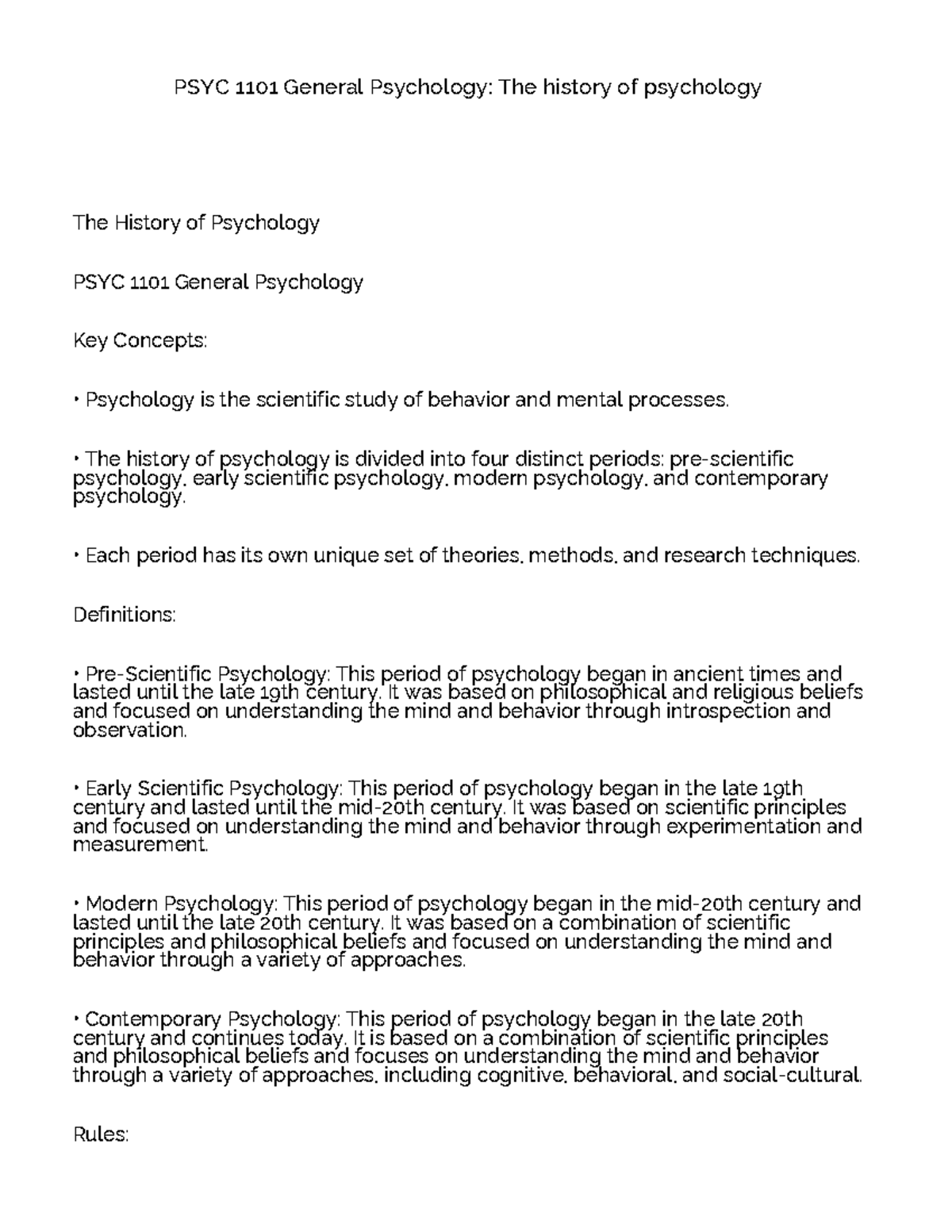 Notes-PSYC 1101 General Psychology-THE History OF Psychology - PSYC ...
