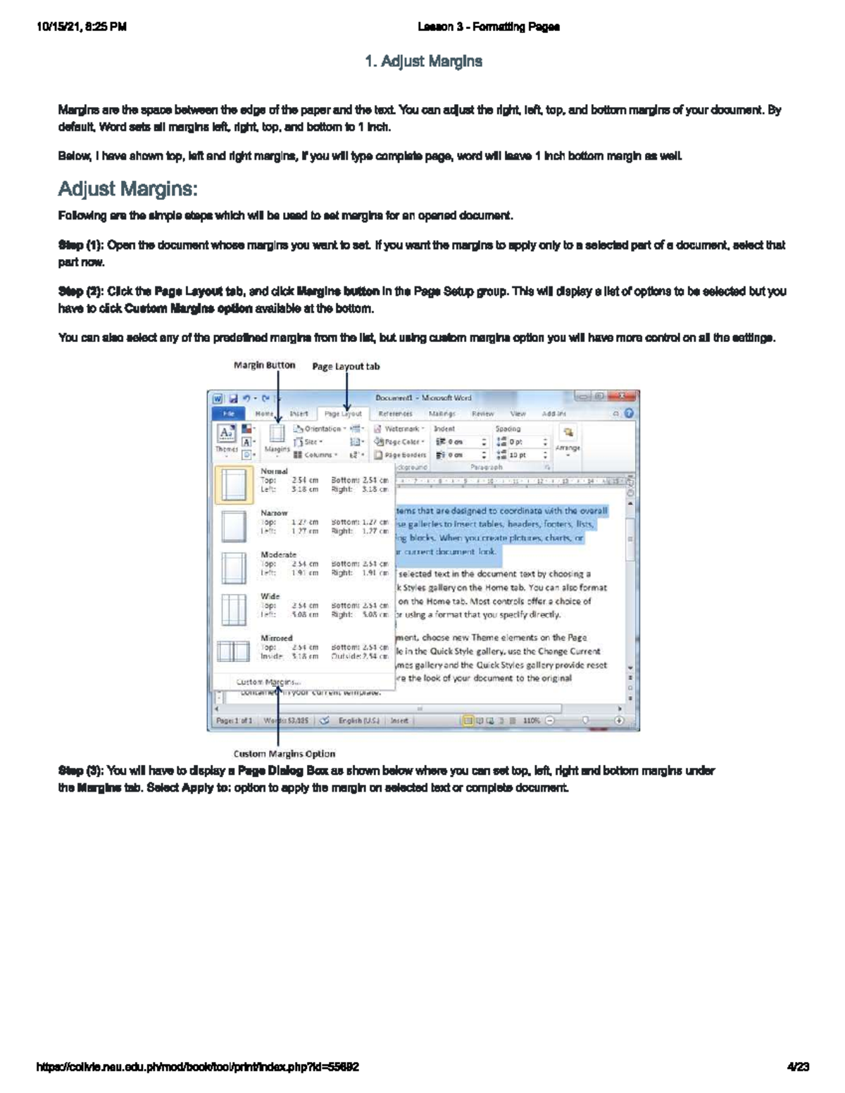 Lesson 3 Formatting Pages - BS Accountancy - Studocu