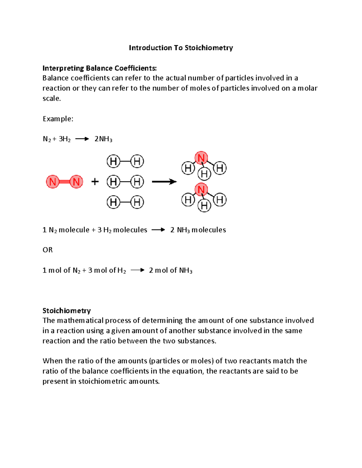 introduction to stoichiometry assignment active