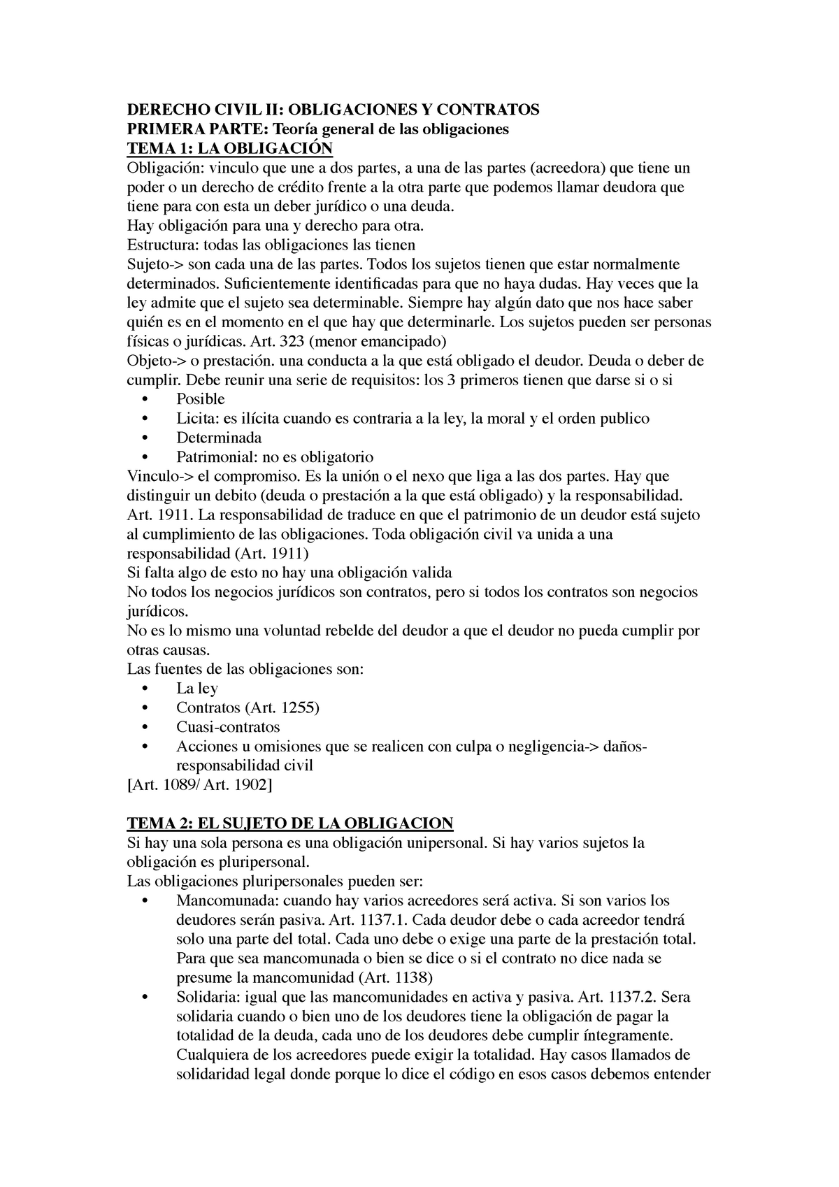 Apuntes Civil Ii Derecho Civil Ii Obligaciones Y Contratos Primera Parte Teoría General De 4699