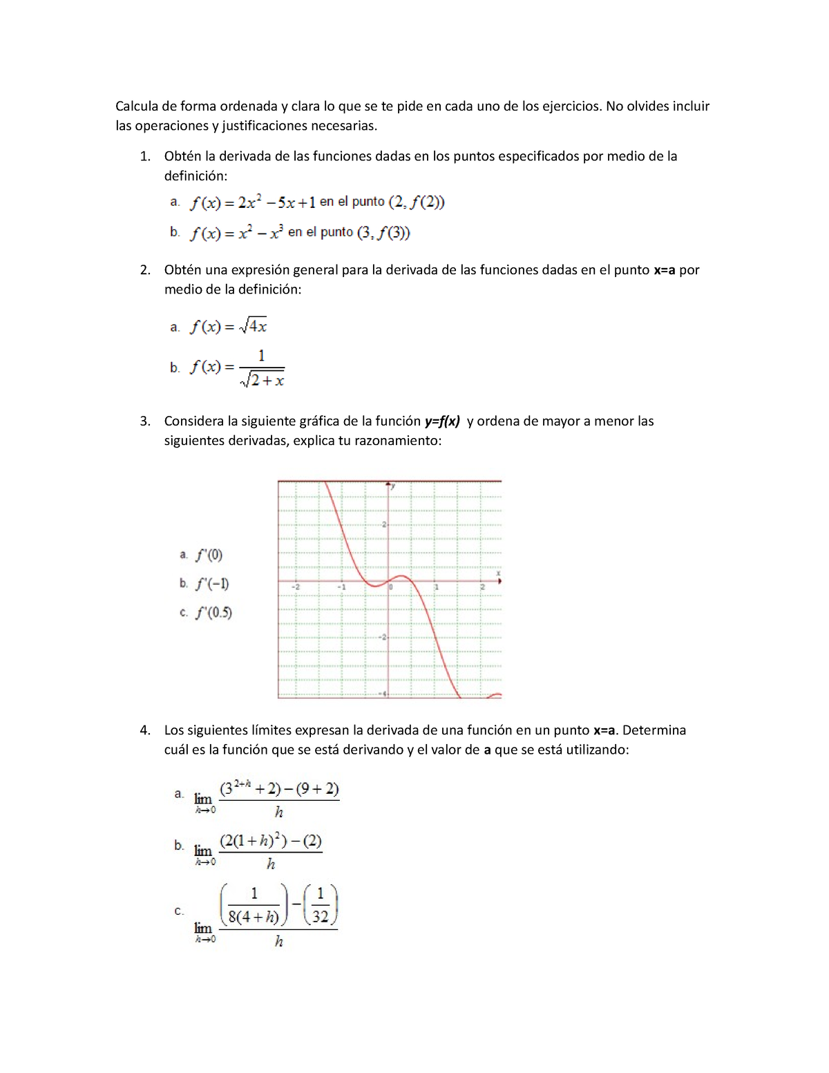 Actividad 8 Calculo Diferencial - Calcula De Forma Ordenada Y Clara Lo ...